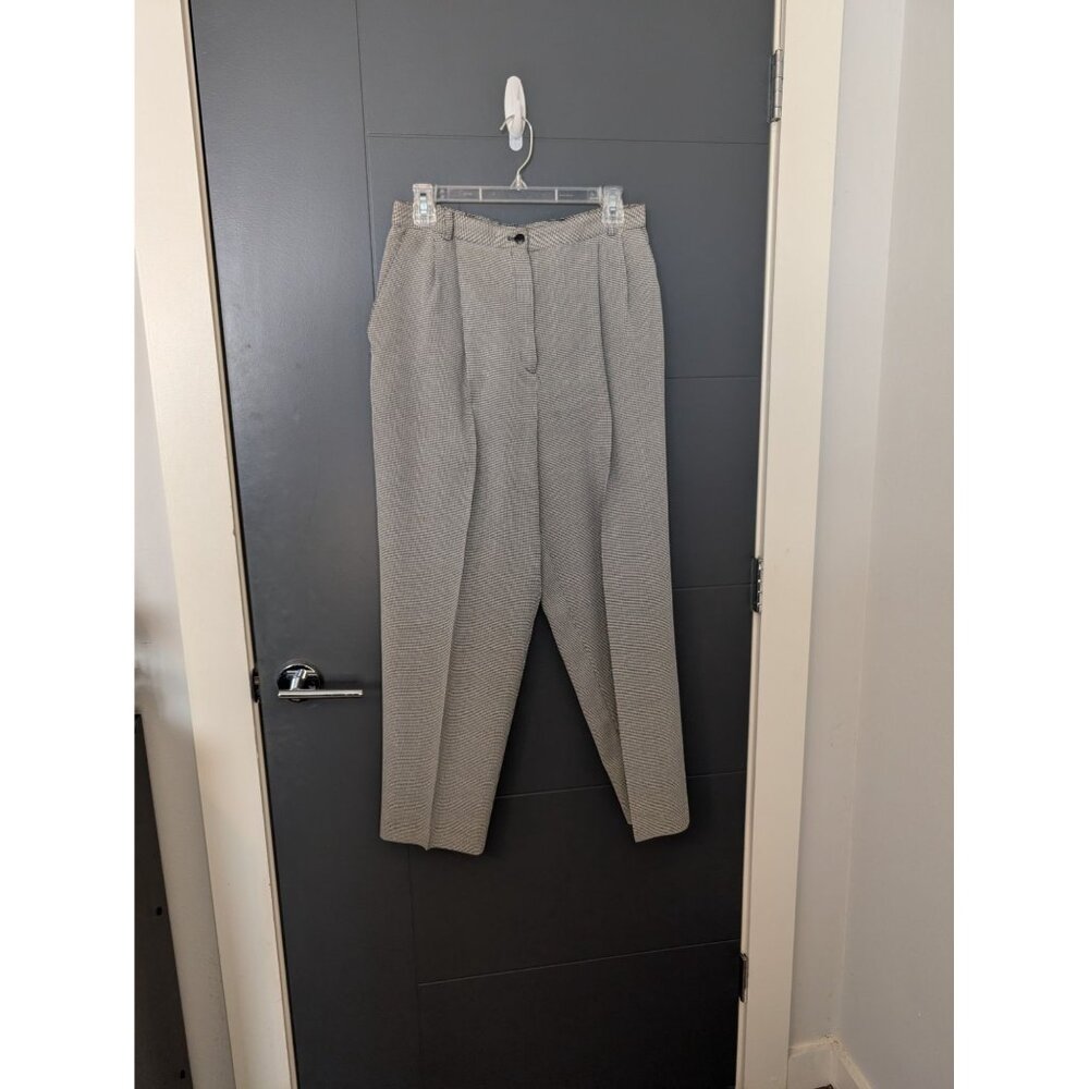 Worthington Petite Black/White Houndstooth Pleated Trouser Dress Pants -‎ 12P